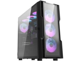 Darkflash DK431 Glass számítógépház + 4 RGB ventilátor (fekete) (DK431 GLASS + 4 FANS)